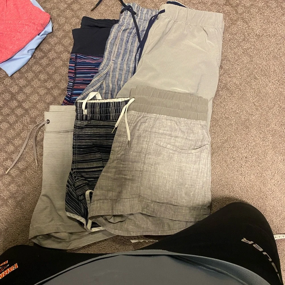 Athleta Blue Striped High Waist Shorts - Picture 7 of 7